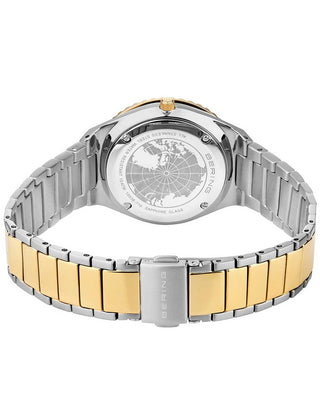 Angle shot of Bering 18936-710 White Dial Gold Stainless Steel Womens Watch on white background