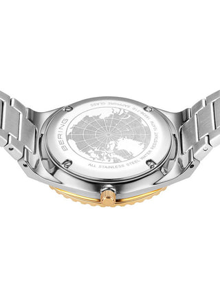 Angle shot of Bering 18936-710 White Dial Gold Stainless Steel Womens Watch on white background