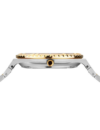 Angle shot of Bering 18936-710 White Dial Gold Stainless Steel Womens Watch on white background