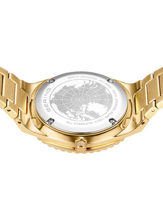 Angle shot of Bering 18936-734 White Dial Gold Stainless Steel Womens Watch on white background