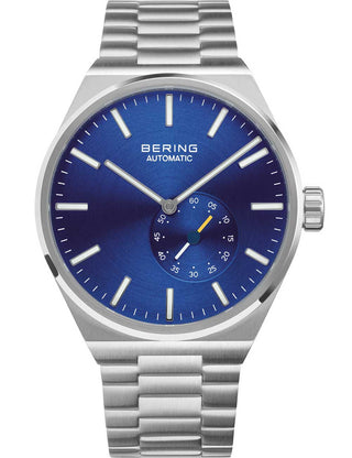 Front view of Bering 19441-707 Blue Dial Silver Stainless Steel Unisex Watch on white background