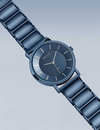 Angle shot of Bering 19535-797 Blue Womens Watch on white background