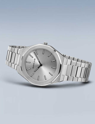 Angle shot of Bering 19641-700 Silver Stainless Steel Unisex Watch on white background