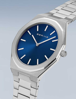 Angle shot of Bering 19641-707 Blue Dial Silver Stainless Steel Unisex Watch on white background