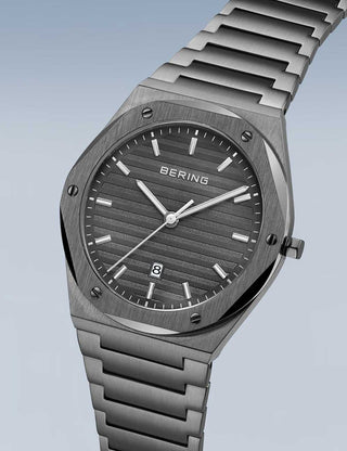 Angle shot of Bering 19742-777 Grey Stainless Steel Unisex Watch on white background