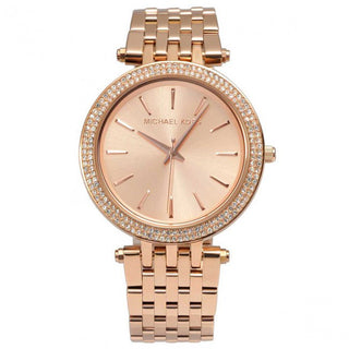 Front view of Michael Kors Darci MK3192 Rose Gold Stainless Steel Womens Watch on white background