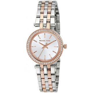 Front view of Michael Kors Darci MK3298 Silver Dial Multicolour Stainless Steel Womens Watch on white background