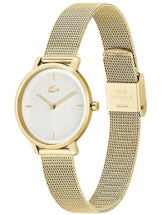 Angle shot of Lacoste 2001322 Silver Dial Gold Stainless Steel Womens Watch on white background