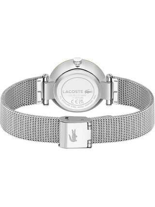 Angle shot of Lacoste 2001337 White Dial Silver Stainless Steel Womens Watch on white background