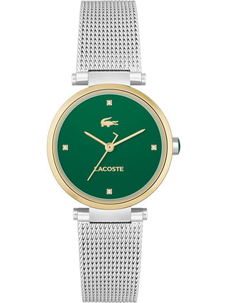 Front view of Lacoste 2001348 Green Dial Silver Stainless Steel Womens Watch on white background