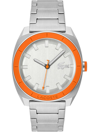 Front view of Lacoste 2011260 Silver Stainless Steel Unisex Watch on white background