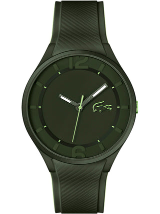 Front view of Lacoste 2011268 Green Silicone Unisex Watch on white background