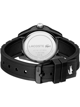 Angle shot of Lacoste 2011284 Black Silicone Unisex Watch on white background