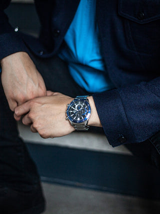 Angle shot of Casio Edifice Chronograph EFV-620D-1A2VUEF Black Dial Grey Stainless Steel Mens Watch on white background