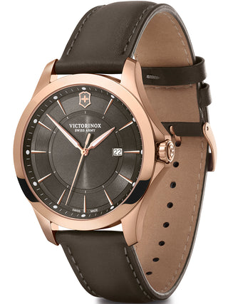 Angle shot of Victorinox 241908 Grey Leather Unisex Watch on white background