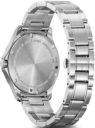 Angle shot of Victorinox 241909 Black Dial Silver Stainless Steel Unisex Watch on white background