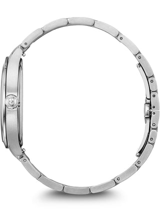 Angle shot of Victorinox 241910.1 Blue Dial Silver Stainless Steel Unisex Watch on white background
