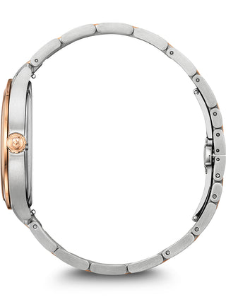 Angle shot of Victorinox 241911 Blue Dial Rose Gold Stainless Steel Unisex Watch on white background