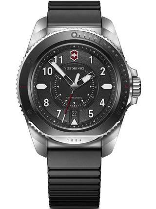 Angle shot of Victorinox 241976.1 Black Dial Brown Leather Unisex Watch on white background