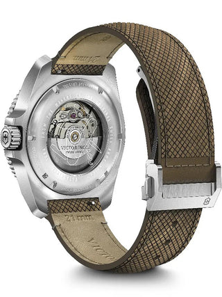 Angle shot of Victorinox 241980.1 Blue Dial Brown Leather Unisex Watch on white background