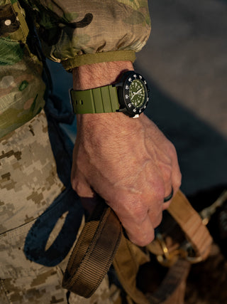 Angle shot of Luminox XS.3013.EVO.S Green Unisex Watch on white background