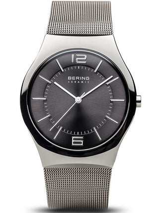 Front view of Bering 32039-309 Grey Dial Silver Stainless Steel Unisex Watch on white background