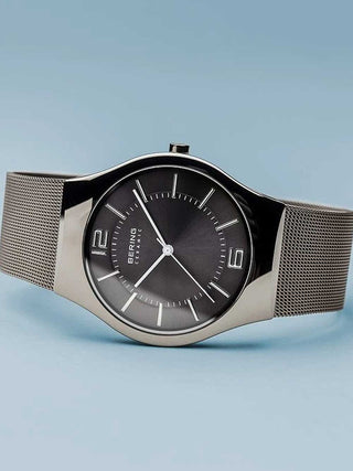 Angle shot of Bering 32039-309 Grey Dial Silver Stainless Steel Unisex Watch on white background