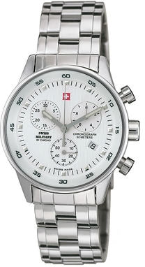 Front view of Swiss Military By Chrono Chronograph 34005.02 Steel Stainless Steel Womens Watch on white background