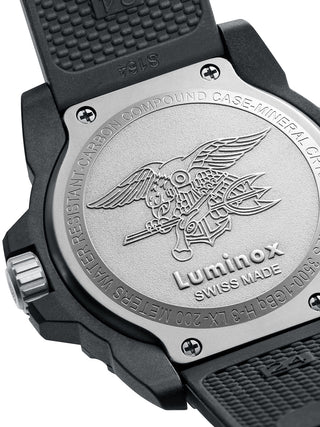 Angle shot of Luminox XS.3501.F Black Silicone Unisex Watch on white background