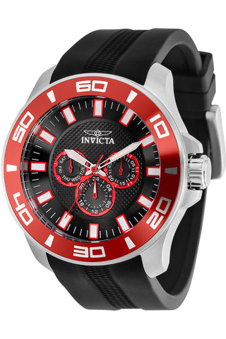 Front view of Invicta Pro Diver INV35745 Black Silicon Mens Watch on white background