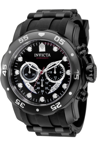 Front view of Invicta Pro Diver Chronograph INV37231 Black Stainless Steel Mens Watch on white background