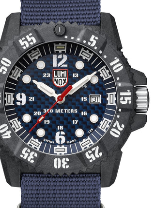 Front view of Luminox XS.3803 Blue Nylon Unisex Watch on white background