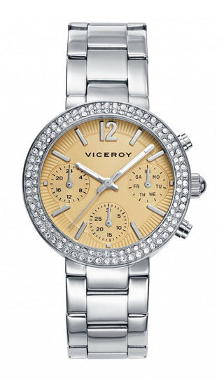 Front view of Viceroy 42214-75 Steel Stainless Steel Womens Watch on white background