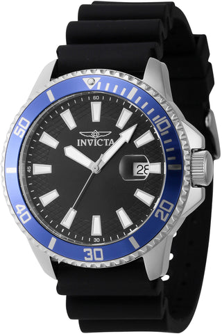 Front view of Invicta Pro Diver INV46130 Black Silicon Mens Watch on white background