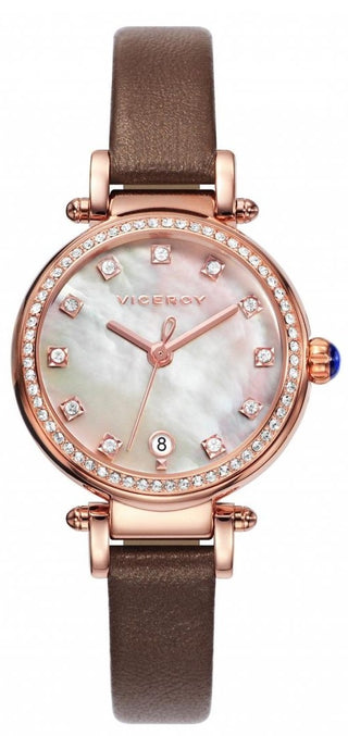 Front view of Viceroy 471050-05 Leather Womens Watch on white background