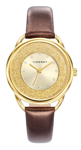 Front view of Viceroy 471074-20 Leather Womens Watch on white background