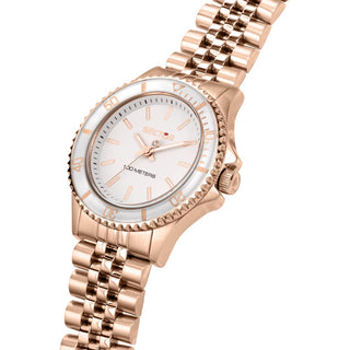 Angle shot of Sector R3253161531 White Dial Rose Gold Stainless Steel Womens Watch on white background