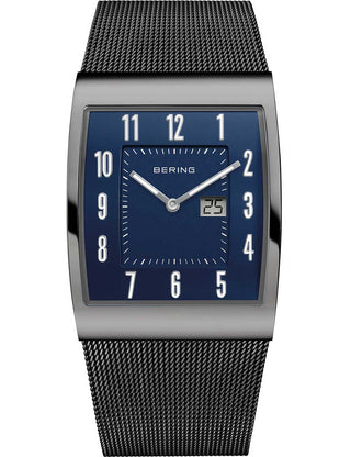 Front view of Bering 52033-227 Black Stainless Steel Unisex Watch on white background