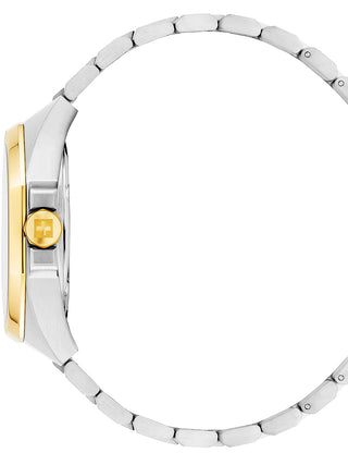 Angle shot of Swiss Alpine Military 7005.1147 Gold Dial Black Stainless Steel Unisex Watch on white background