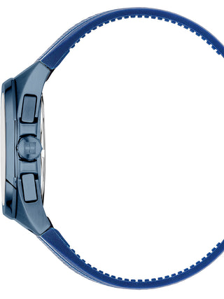 Angle shot of Swiss Alpine Military Chronograph 7005.9895 Blue Silicone Unisex Watch on white background