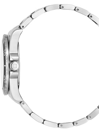 Angle shot of Swiss Alpine Military 7029.1136 Red Dial Silver Stainless Steel Unisex Watch on white background