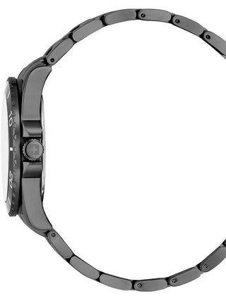Angle shot of Swiss Alpine Military 7029.1171 Blue Dial Black Stainless Steel Unisex Watch on white background