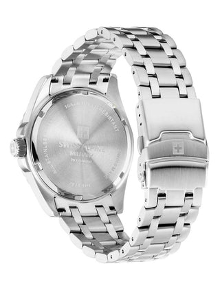 Angle shot of Swiss Alpine Military 7034.1134 Green Dial Silver Stainless Steel Unisex Watch on white background