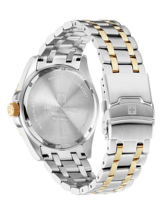 Angle shot of Swiss Alpine Military 7034.1144 Green Dial Gold Stainless Steel Unisex Watch on white background
