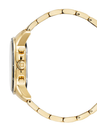 Angle shot of Swiss Alpine Military Chronograph 7089.9111 Gold Stainless Steel Unisex Watch on white background