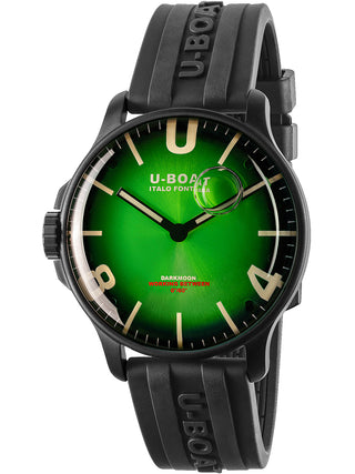 Angle shot of U-Boat 8698/B Green Dial Black Strap Unisex Watch on white background