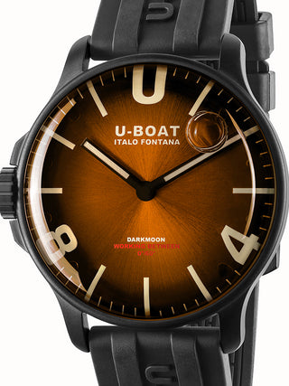 Front view of U-Boat 8699/B Brown Dial Black Strap Unisex Watch on white background