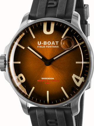 Front view of U-Boat 8703/B Brown Dial Black Strap Unisex Watch on white background