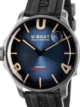 Front view of U-Boat 8704/D Blue Dial Black Strap Unisex Watch on white background