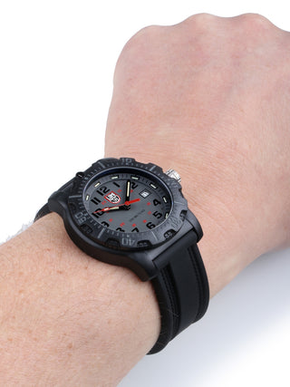 Angle shot of Luminox XL.8882 Grey Dial Black Silicone Unisex Watch on white background